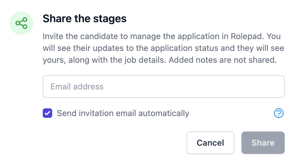 Share the stages with the candidate